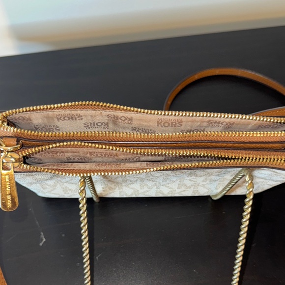 Michael Kors Tan and White Crossbody Bag - Picture 4 of 15